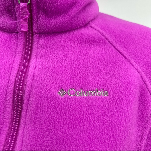 Girls Columbia Fleece Zip-Up Jacket in Bright Pink Magenta Purple - M (10/12) - Picture 4 of 5